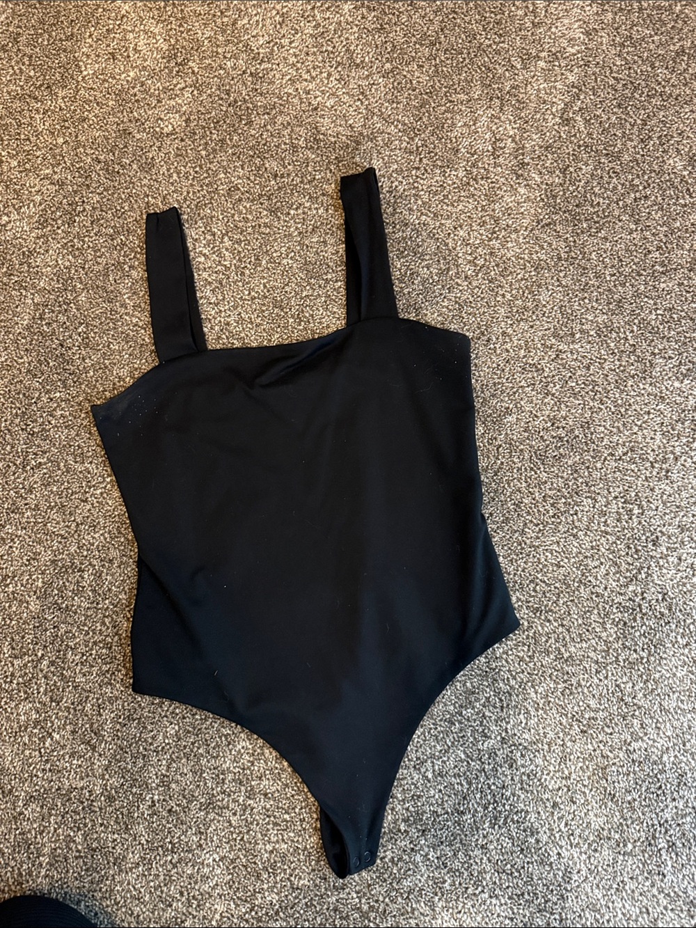 nuuds Black Square-Strap Bodysuit